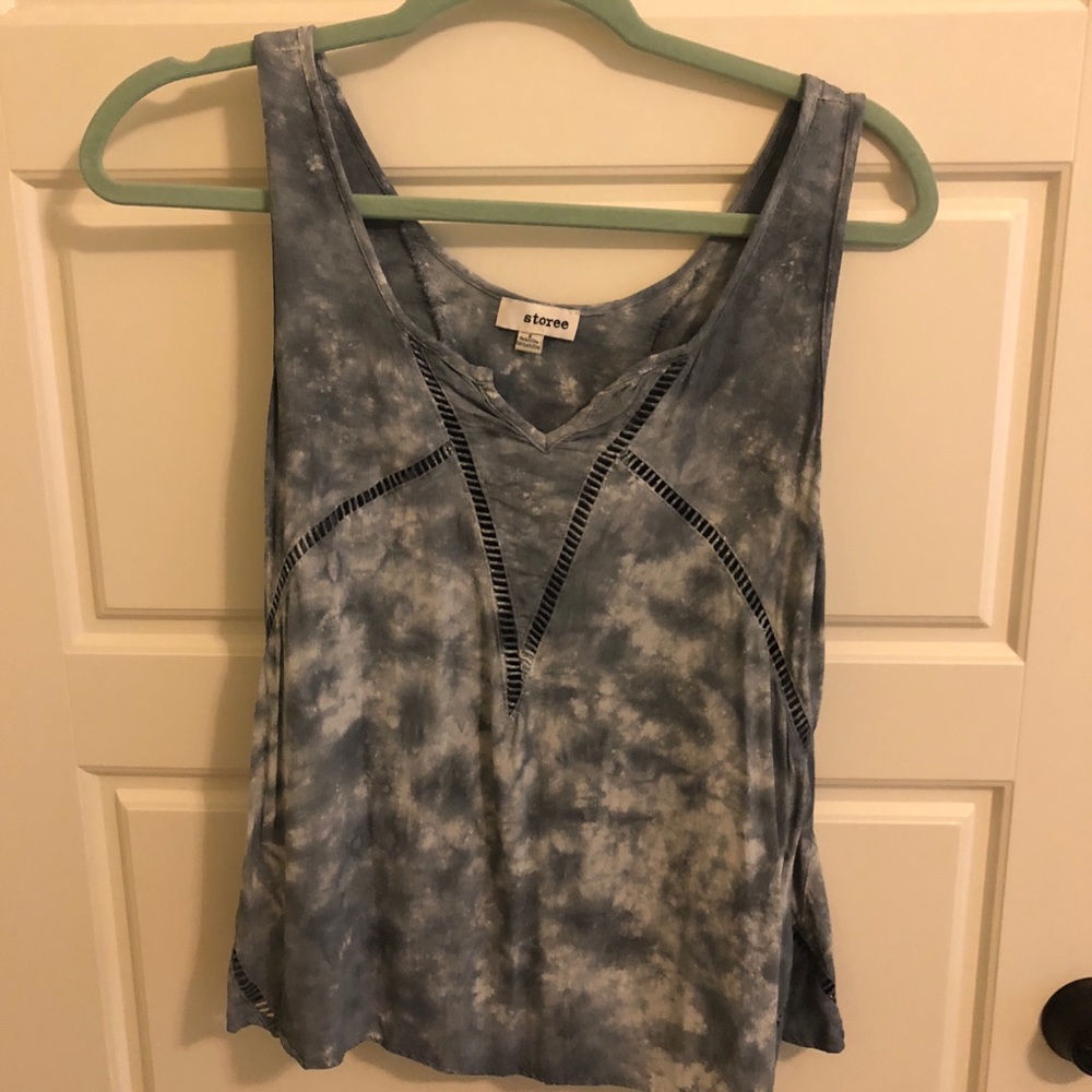 Blue and white tie dye blouse